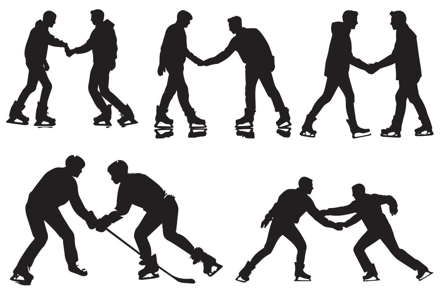 ijs het schaatsen silhouet bundel zwart silhouet pro ontwerp vector