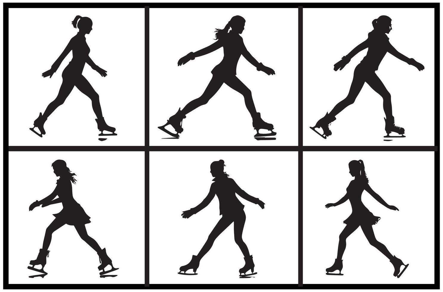 ijs het schaatsen silhouet bundel zwart silhouet pro ontwerp vector