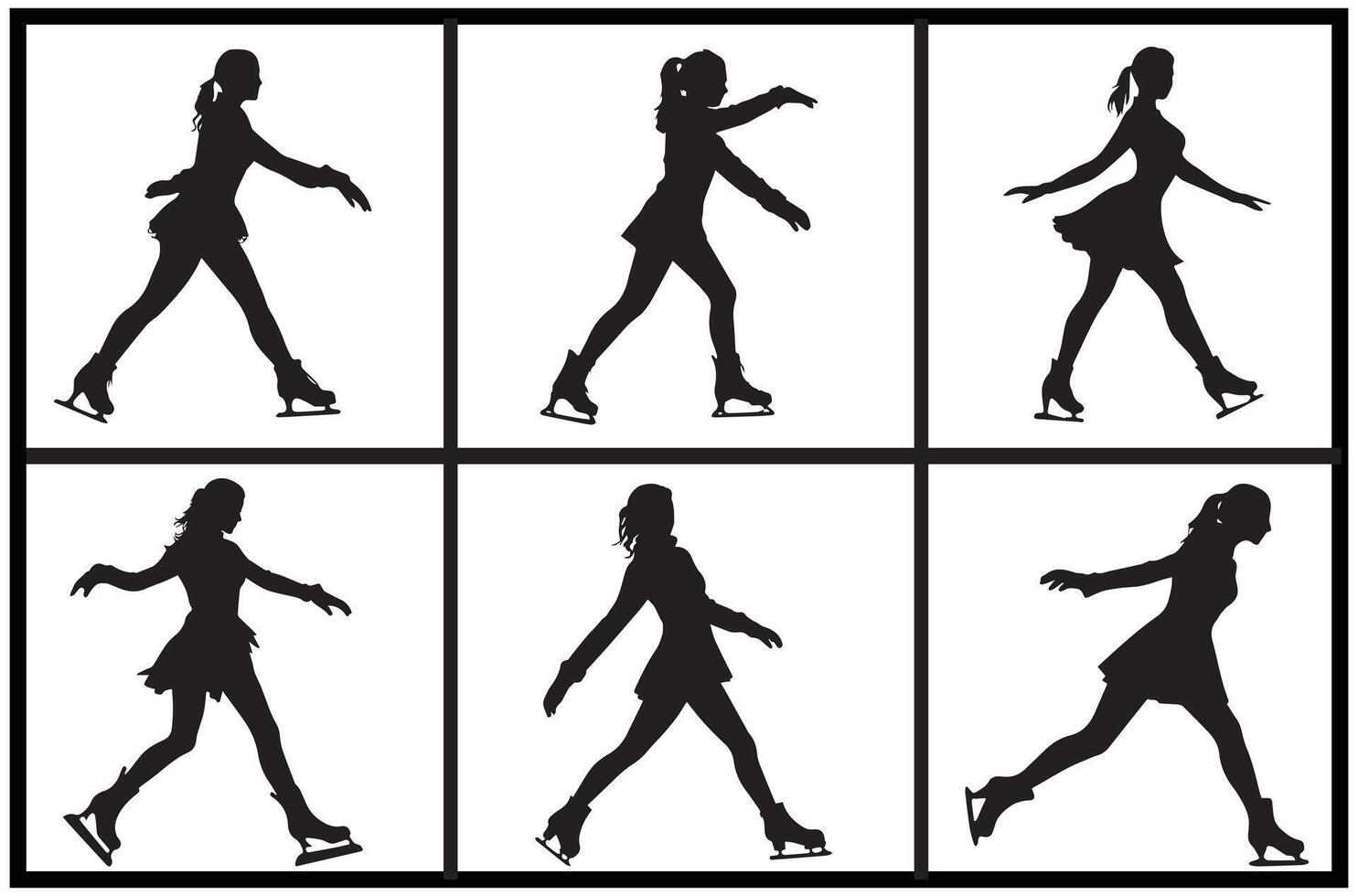 ijs het schaatsen silhouet bundel zwart silhouet pro ontwerp vector