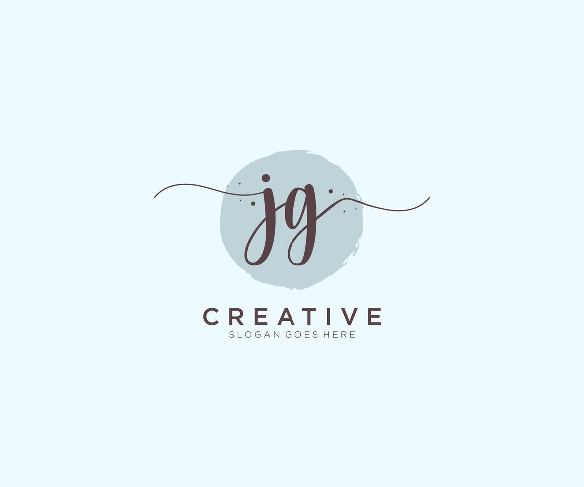 eerste jg vrouwelijk logo schoonheid monogram en elegant logo ontwerp, handschrift logo van eerste handtekening, bruiloft, mode, bloemen en botanisch met creatief sjabloon. vector
