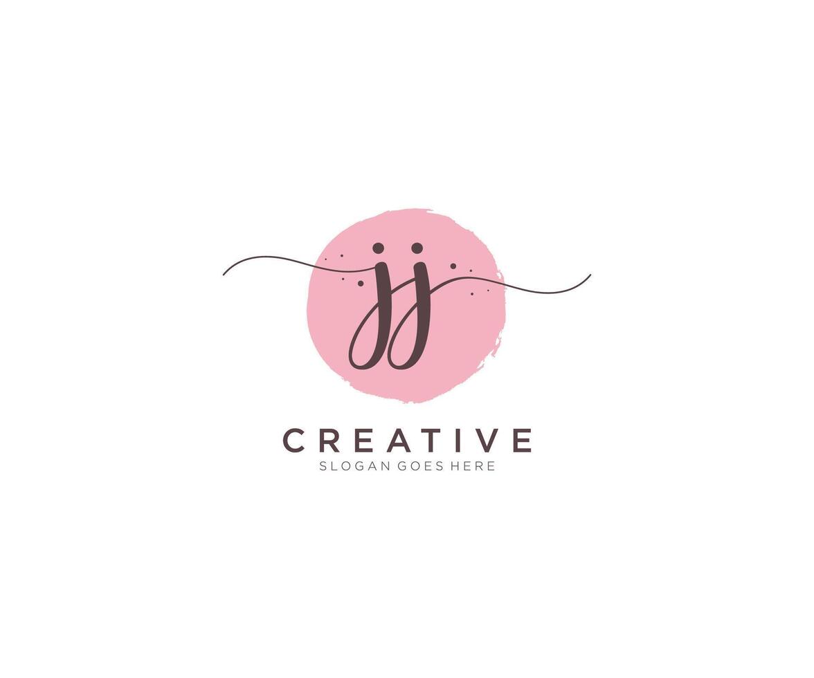 eerste jj vrouwelijk logo schoonheid monogram en elegant logo ontwerp, handschrift logo van eerste handtekening, bruiloft, mode, bloemen en botanisch met creatief sjabloon. vector