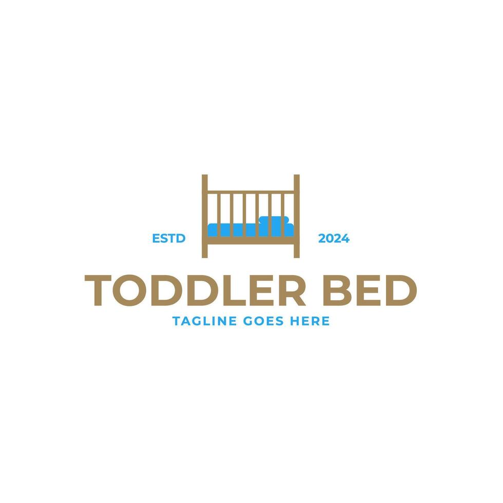 wieg logo ontwerp voor pasgeboren zuigeling kind kind of kleuter slapen bed illustratie idee vector