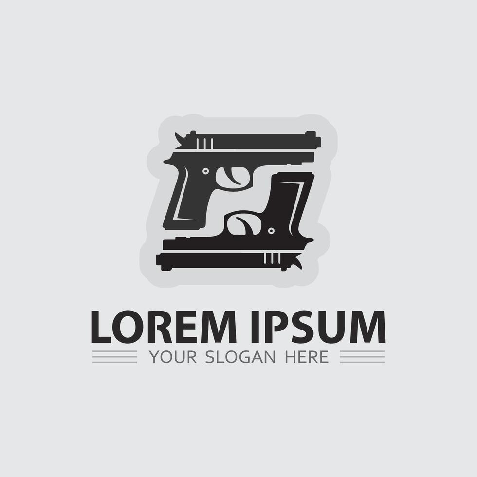 geweer logo icoon en tactisch ontwerp geweren illustratie vector