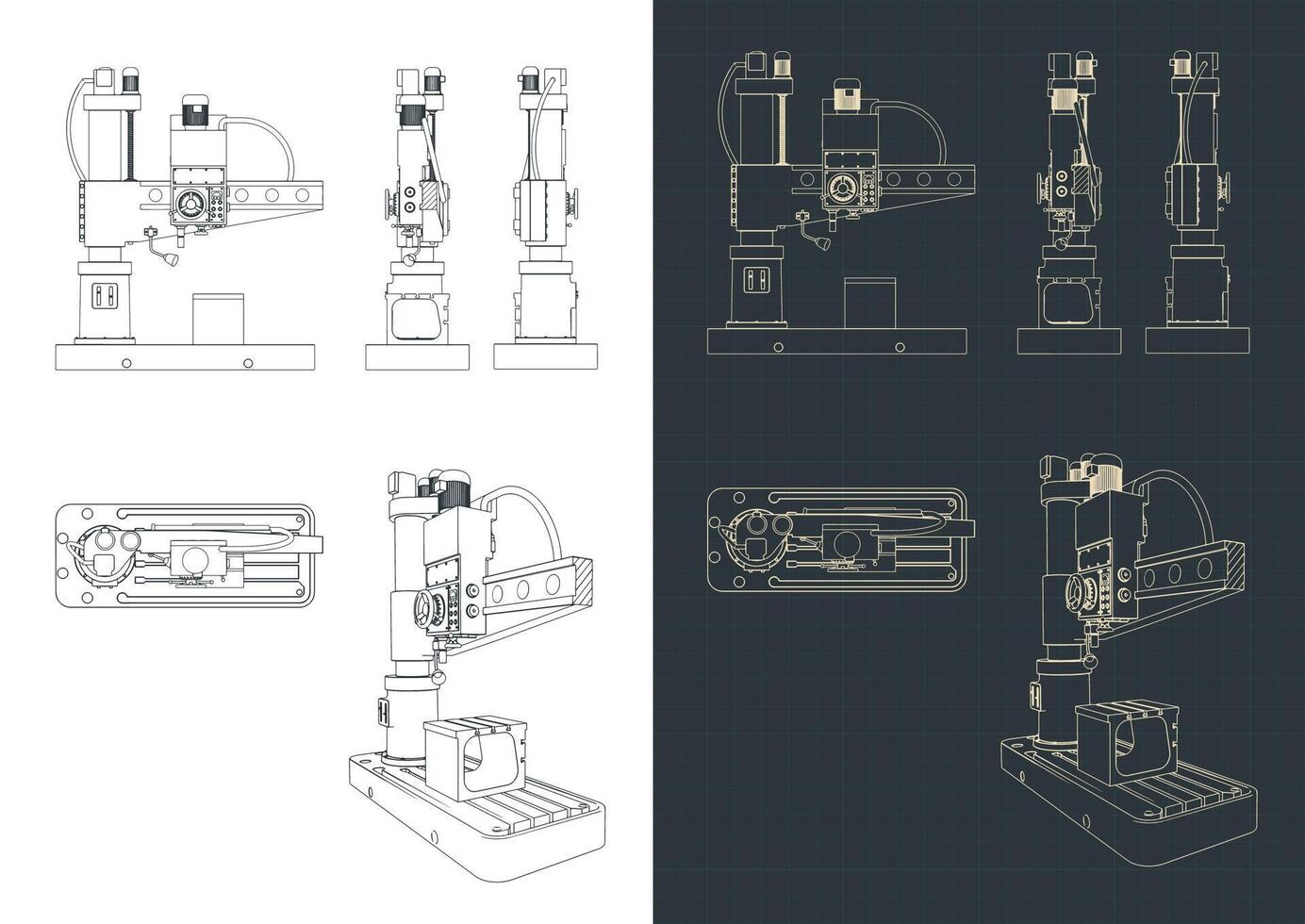 boren machine blauwdrukken vector