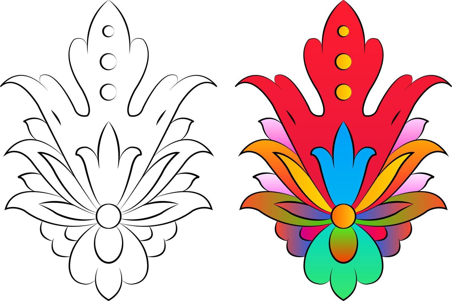 borduurwerk. geborduurde designelementen met bloemen en bladeren in vintage stijl op een witte achtergrond. voorraad vectorillustratie vector