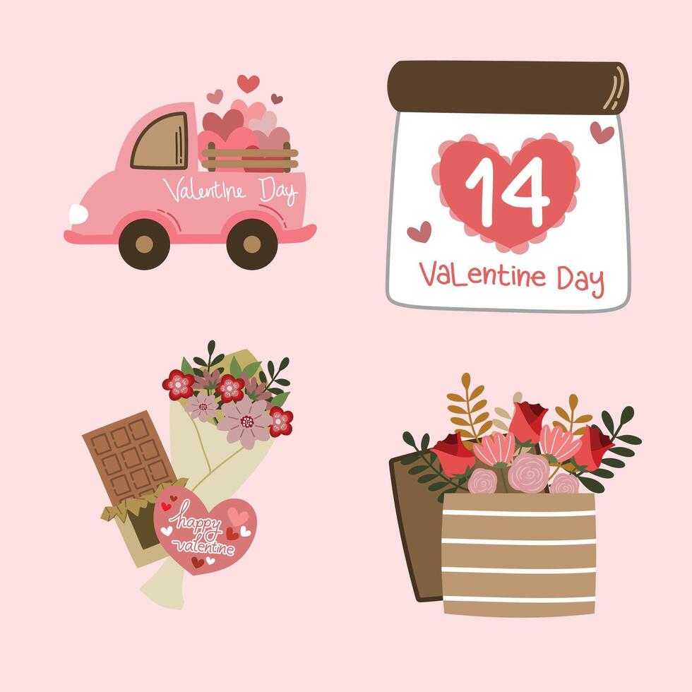 Valentijnsdag dag verzameling met snoepgoed en cadeaus vector
