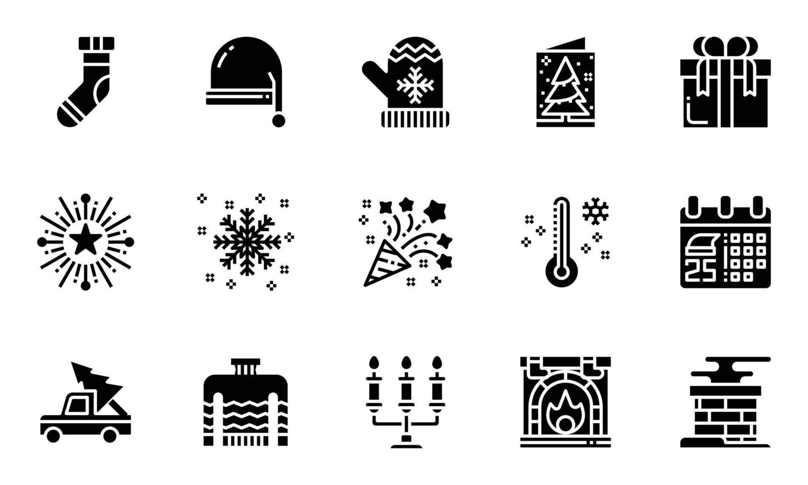kerst iconen solide vector illustratie, winter, sneeuw, kerstdag