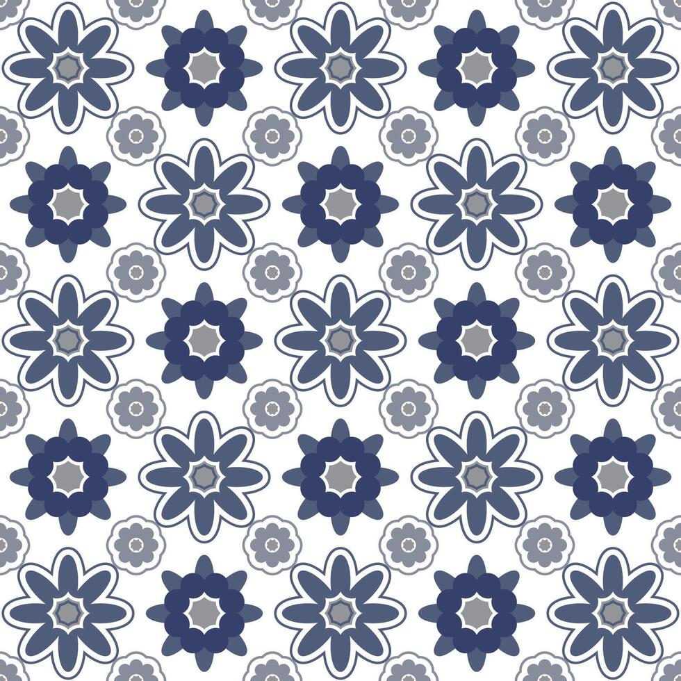 patroon bloemen bloesem naadloos wijnoogst in blauw. vector