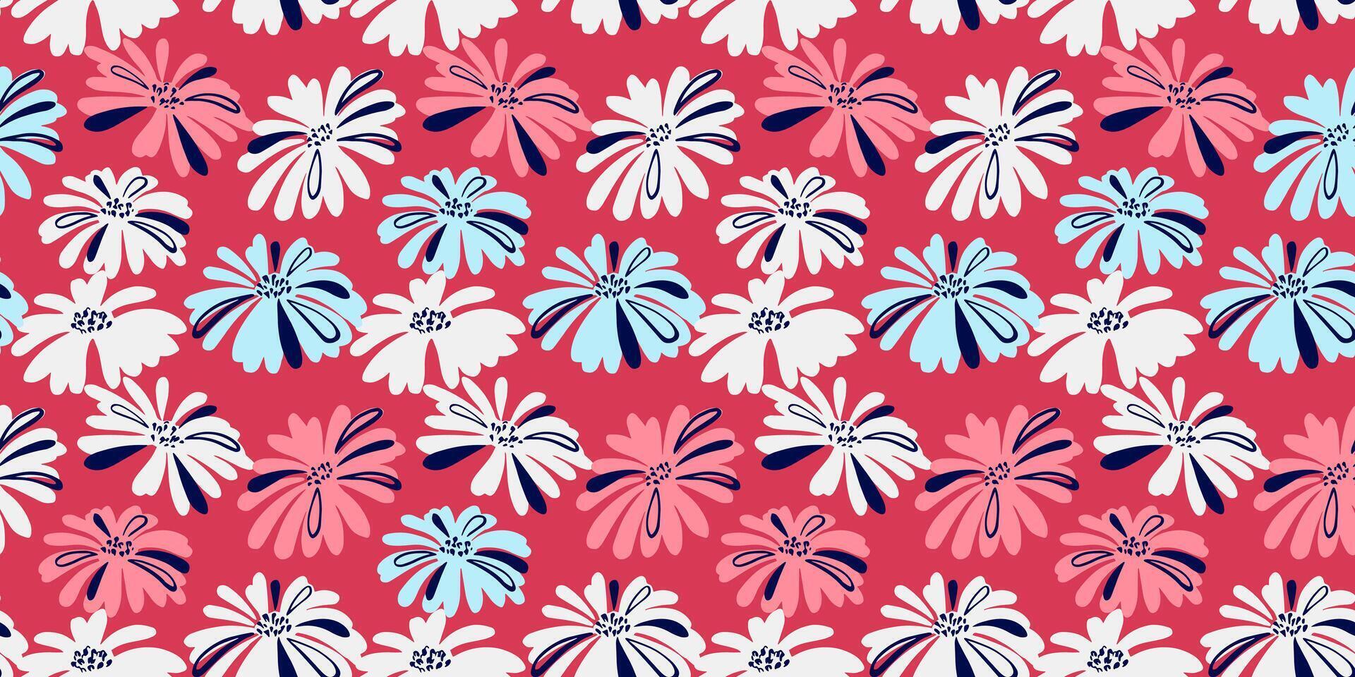 kleurrijk retro naadloos patroon met gemakkelijk creatief vormen bloemen. hand- getrokken schetsen. modieus abstract oranje afdrukken. sjabloon voor ontwerpen, kleding stof, textiel, oppervlakte ontwerp vector