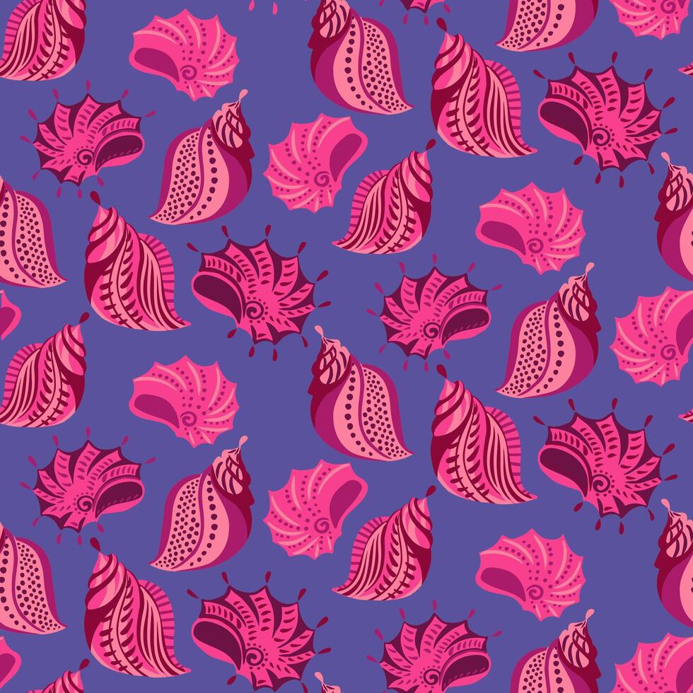 kleurrijk schattig zee schelpen naadloos patroon. hand- getrokken. zomer abstract artistiek oceaan marinier schelp. hand- getrokken. sjabloon voor ontwerpen, notitieboekje omslag, vector