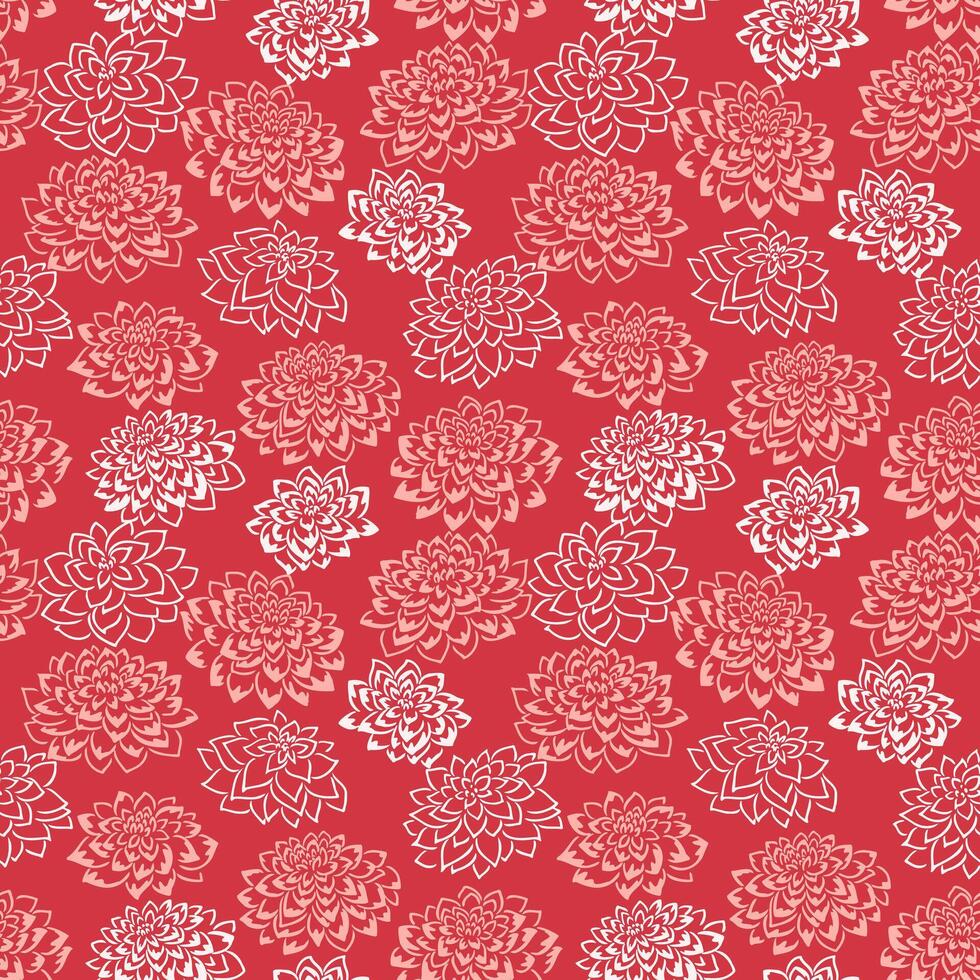 terracotta naadloos patroon met abstract vormen bloemen. hand- getrokken schetsen lijnen bloemen. gemakkelijk minimalistische meetkundig afdrukken. vector