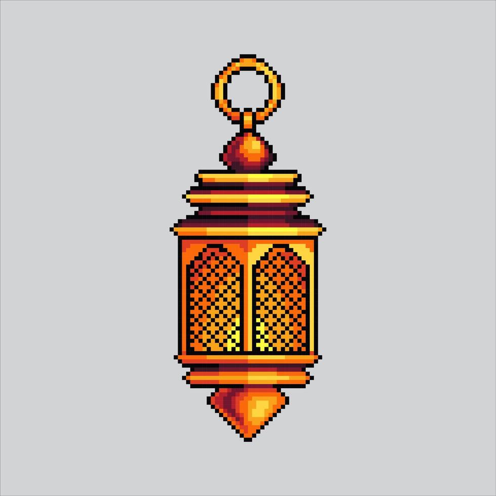 pixel kunst illustratie lantaarn. korrelig Arabisch lantaarn. Arabisch lantaarn decoratie korrelig voor de pixel kunst spel en icoon voor website en spel. oud school- retro. vector