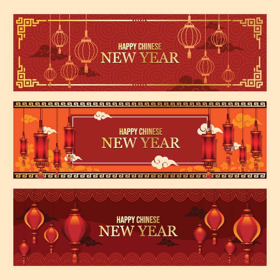 chinees nieuwjaar banner set vector