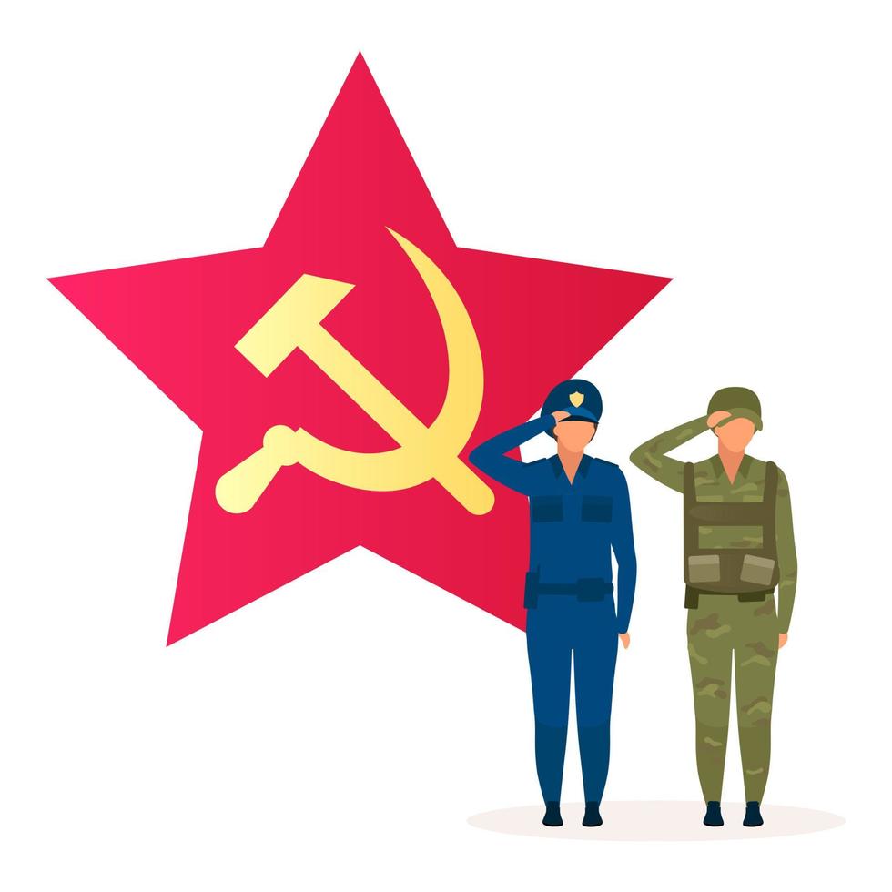 communisme politieke systeem metafoor platte vectorillustratie. marxistische ideologie. Sovjet-Unie systeem. gemeenschappelijk eigendom en afwezigheid van klassen. regeringsvorm. socialistische stripfiguren vector