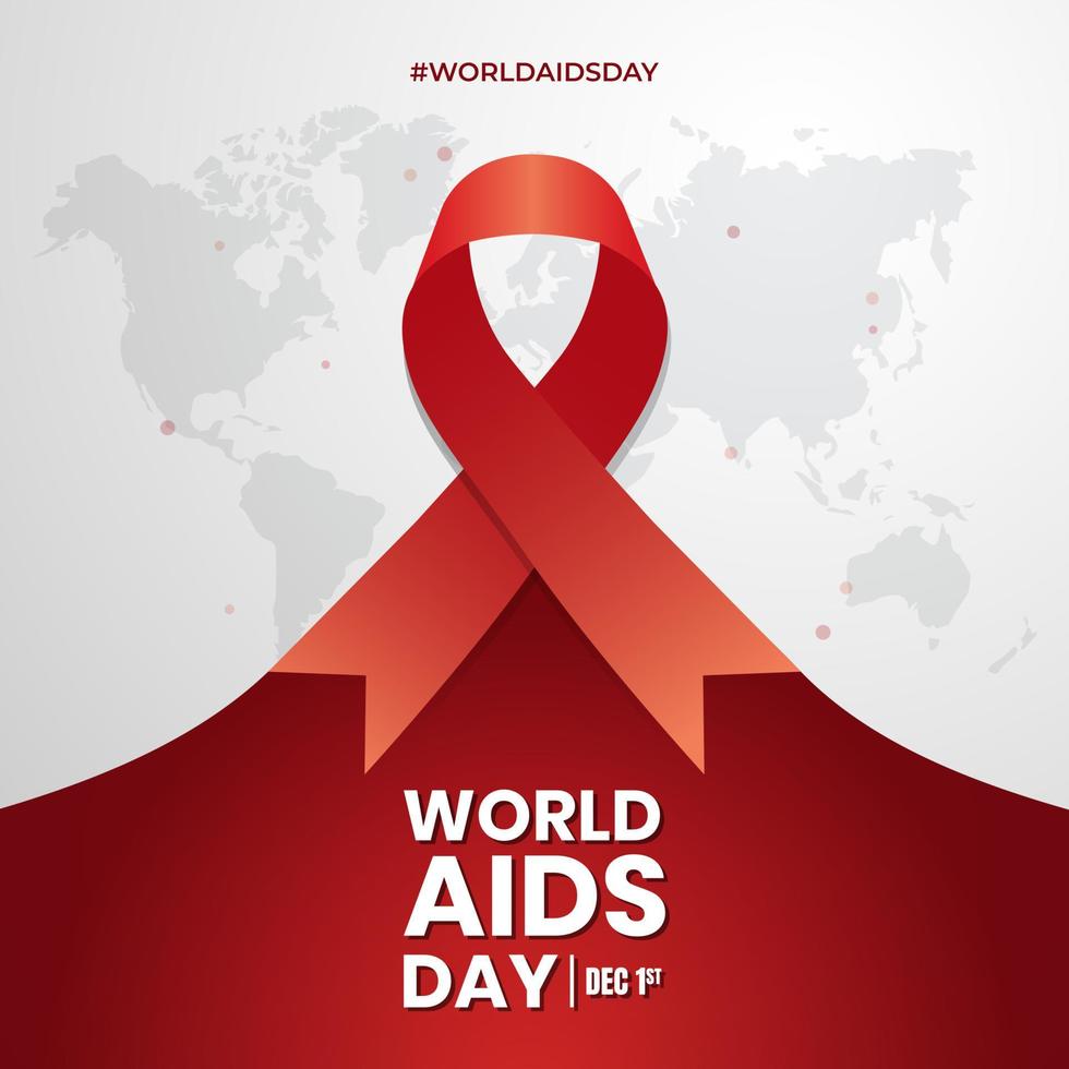wereld aids dag 01 december met rood lint op papier gesneden wereldkaart achtergrond vector