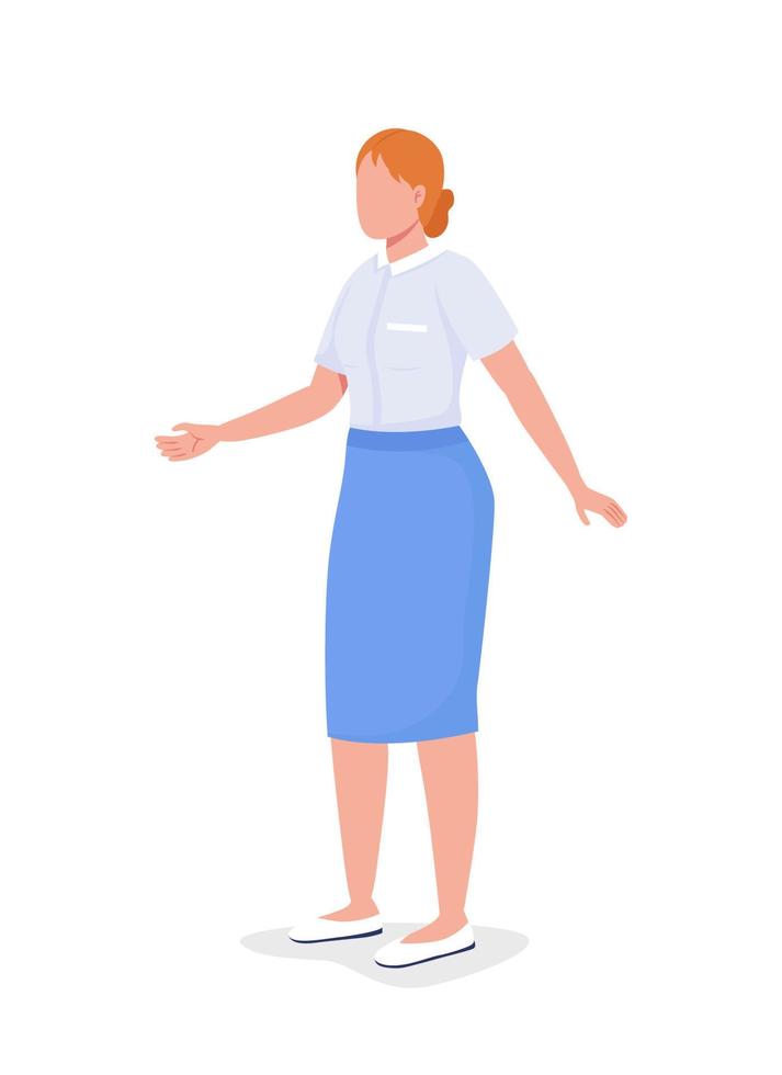 vrouw draagt professionele kleding semi-egale kleur vector karakter. volledige lichaamspersoon op wit. personeel dresscode geïsoleerde moderne cartoon stijl illustratie voor grafisch ontwerp en animatie