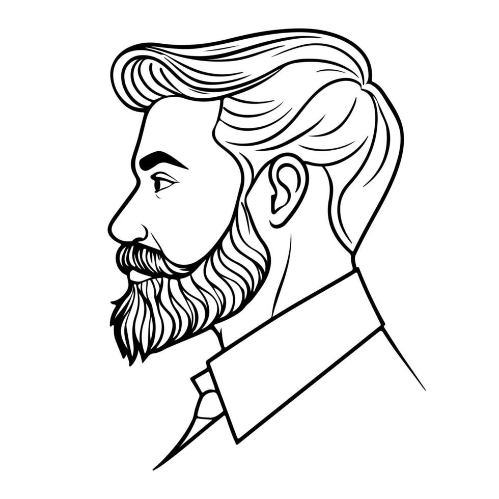 schets profiel van baard Mens. kapper winkel illustratie vector