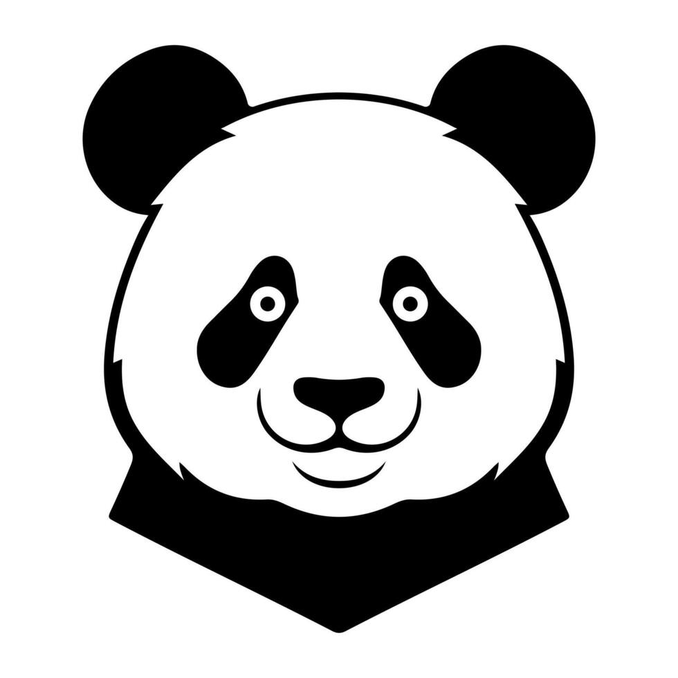 zwart en wit schattig panda hoofd geïsoleerd silhouet, logo illustratie vector