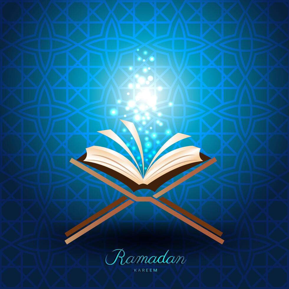 moslim koran met magie licht voor Ramadan van Islam vector