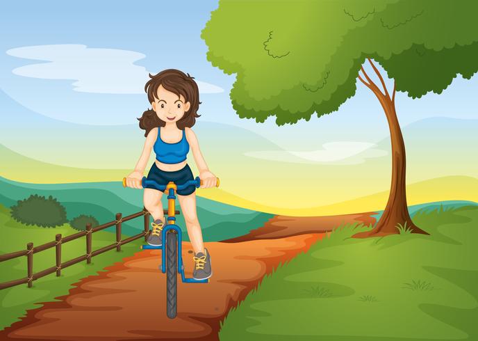 een meisje op een fiets vector