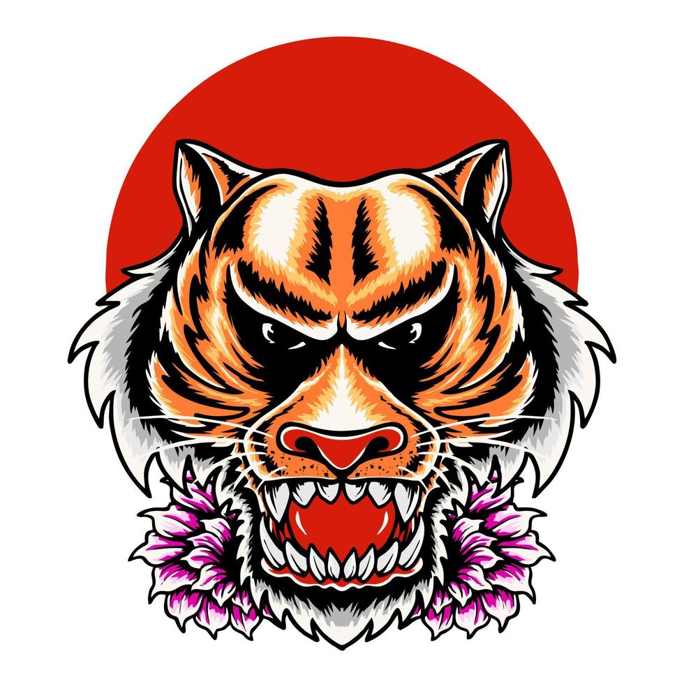 premium tijger hoofd vector illustratie tshirt ontwerp