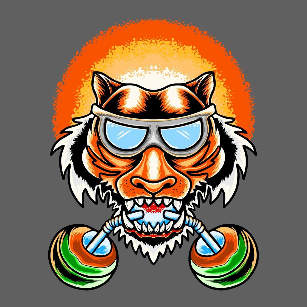 premium tijger hoofd vector illustratie tshirt ontwerp