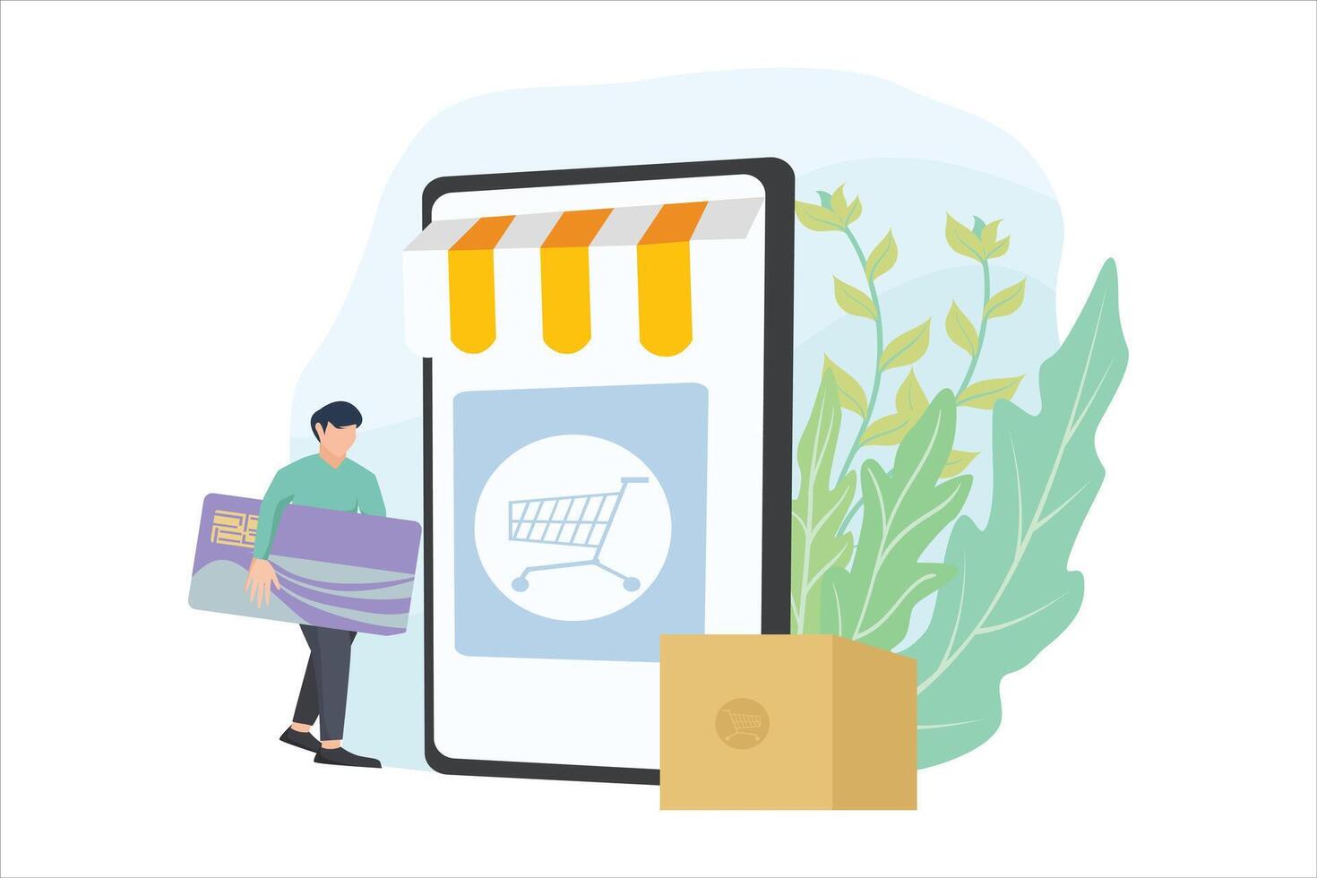 online boodschappen doen vlak illustratie ontwerp vector