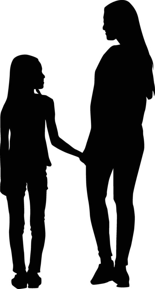 silhouet van moeder en dochter illustratie vector