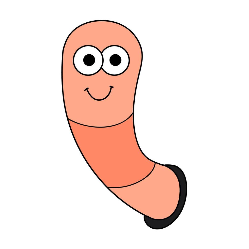 cartoon lineaire doodle retro gelukkig worm geïsoleerd op een witte achtergrond. vector