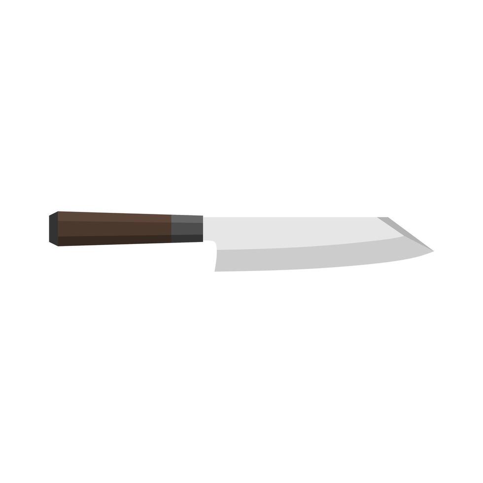 kiritsuke, Japans keuken mes vlak ontwerp illustratie geïsoleerd Aan wit achtergrond. een traditioneel Japans keuken mes met een staal blad en houten handvat. vector