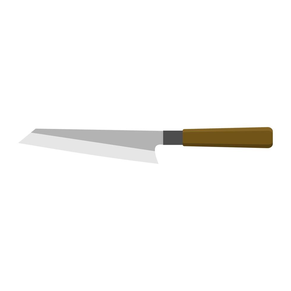 kiritsuke, Japans keuken mes vlak ontwerp illustratie geïsoleerd Aan wit achtergrond. een traditioneel Japans keuken mes met een staal blad en houten handvat. vector