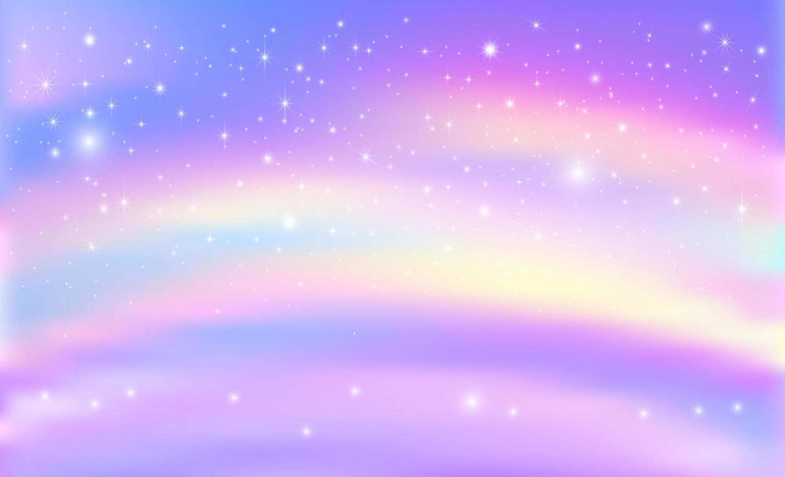 fantasieachtergrond van regenboog magische hemel in fonkelende sterren. vector