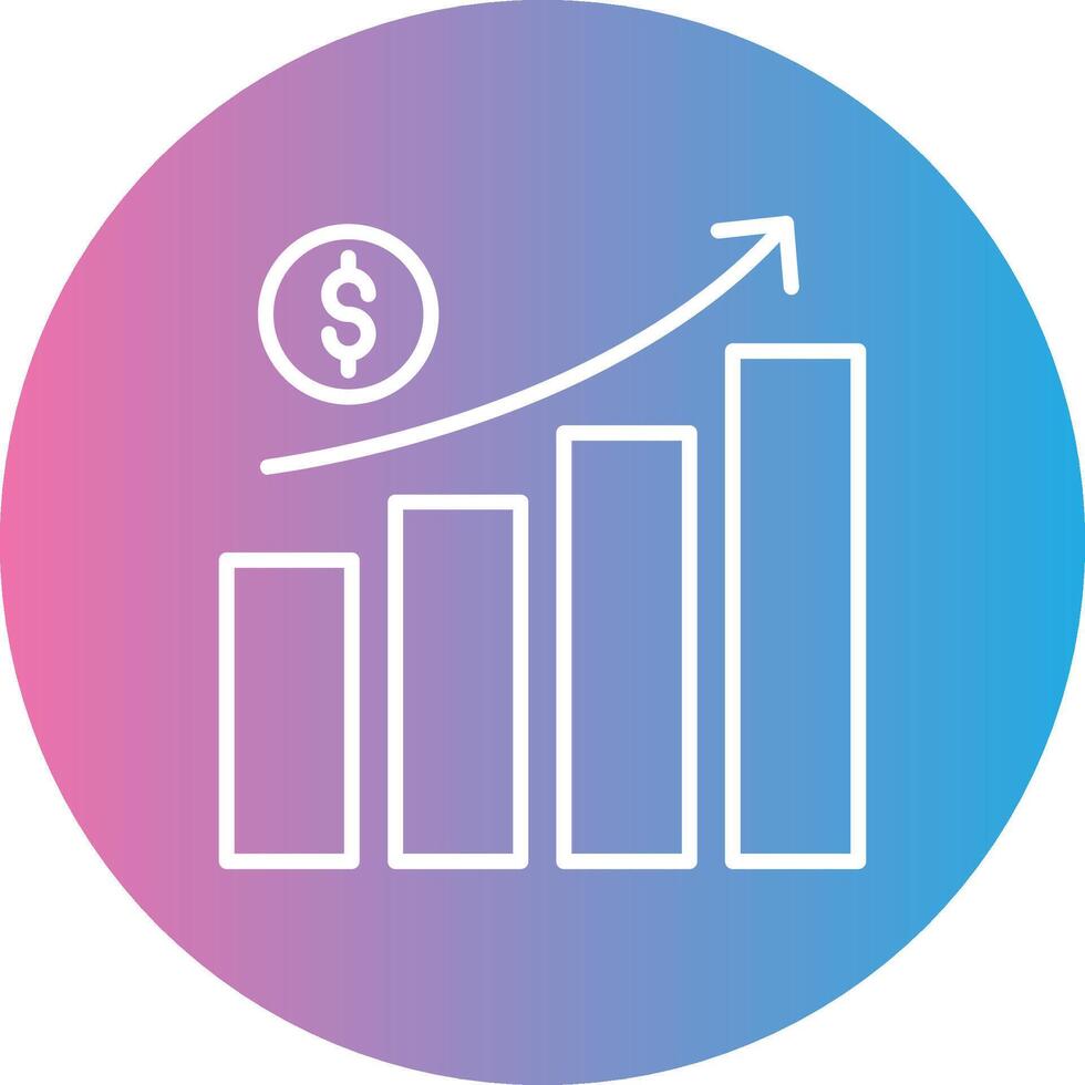 geld groei lijn helling cirkel icoon vector