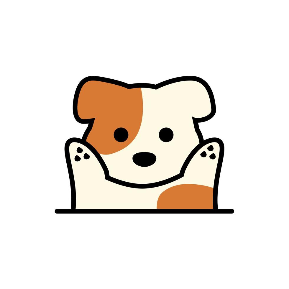 schattige puppy of hond cartoon afbeelding. dier verhogen hand wildlife pictogram vector ontwerp concept geïsoleerde vector. platte gezichtsstijl
