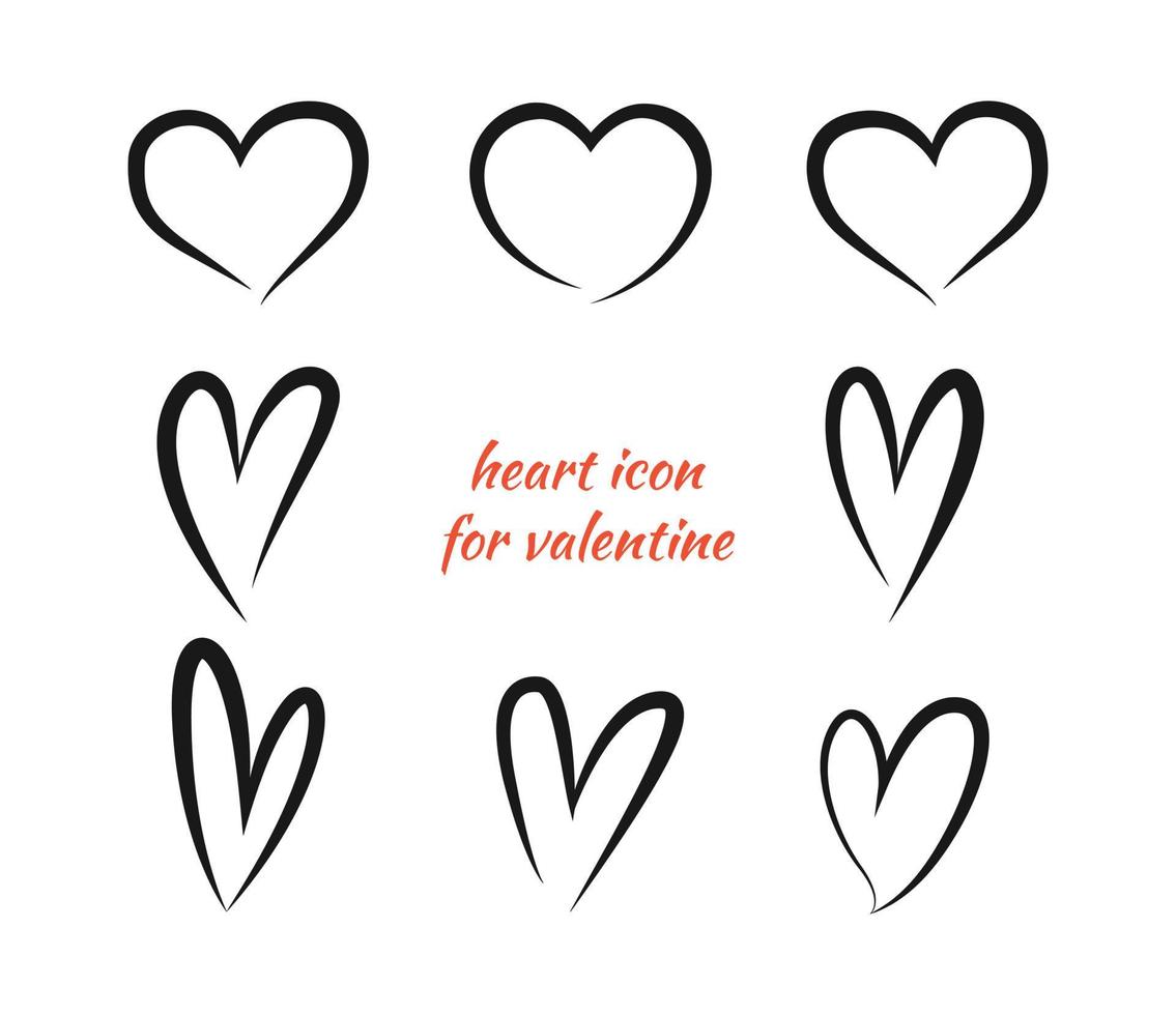borstel hart icoon voor Valentijnsdag. eenvoudig lijntekeningen liefdessymbool en huwelijksornament vector