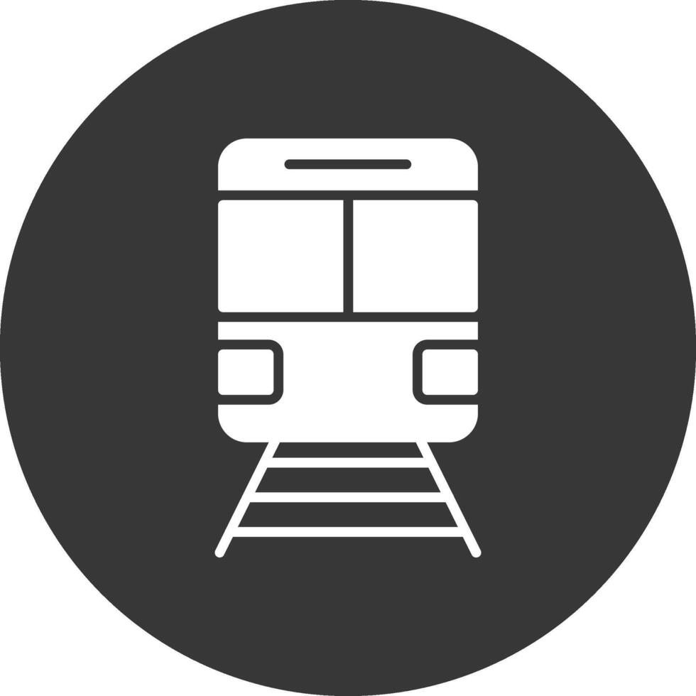 trein glyph omgekeerd pictogram vector