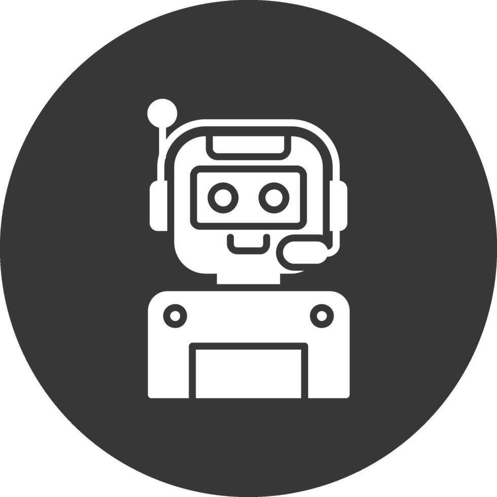 robot glyph omgekeerd pictogram vector