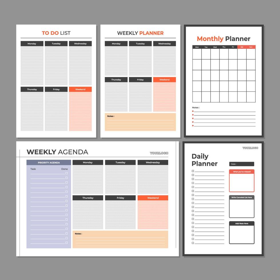 minimalistisch ontwerp van zakelijke dagboekplannersjabloon vector