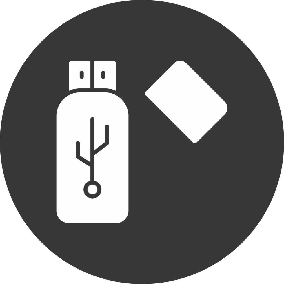 usb glyph omgekeerd pictogram vector