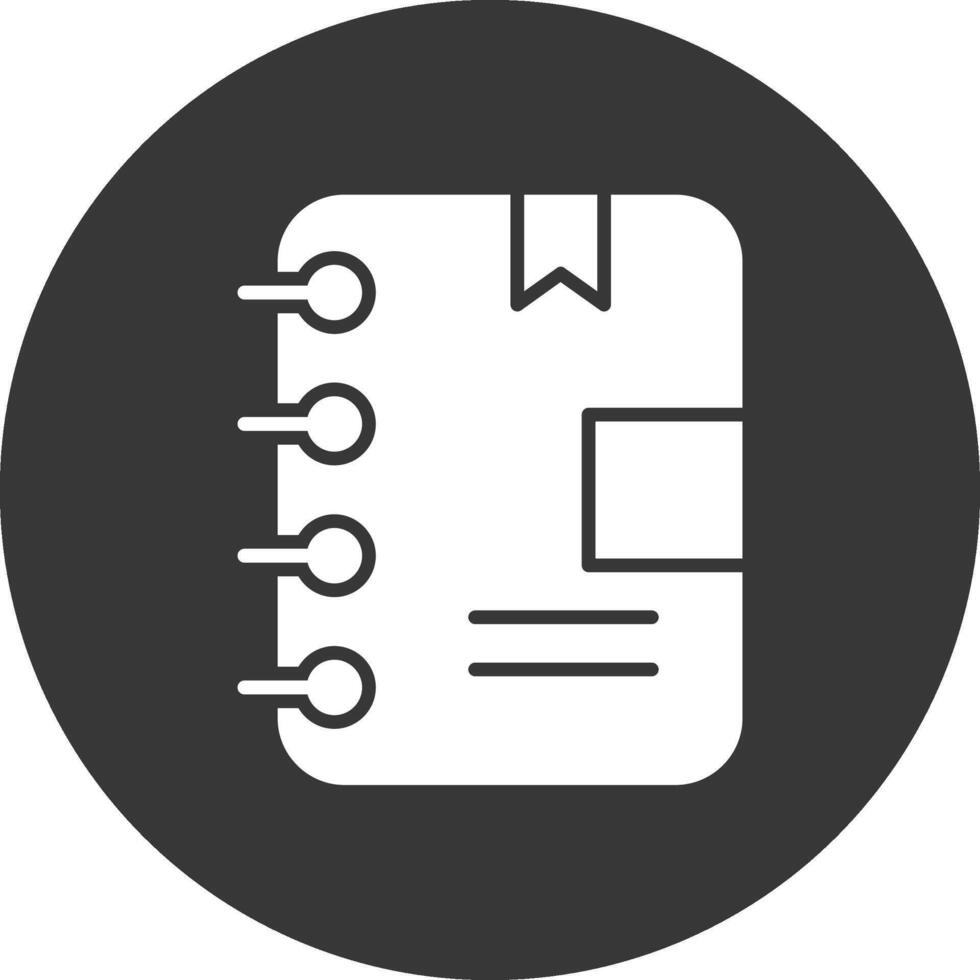 Notitie boek glyph omgekeerd icoon vector