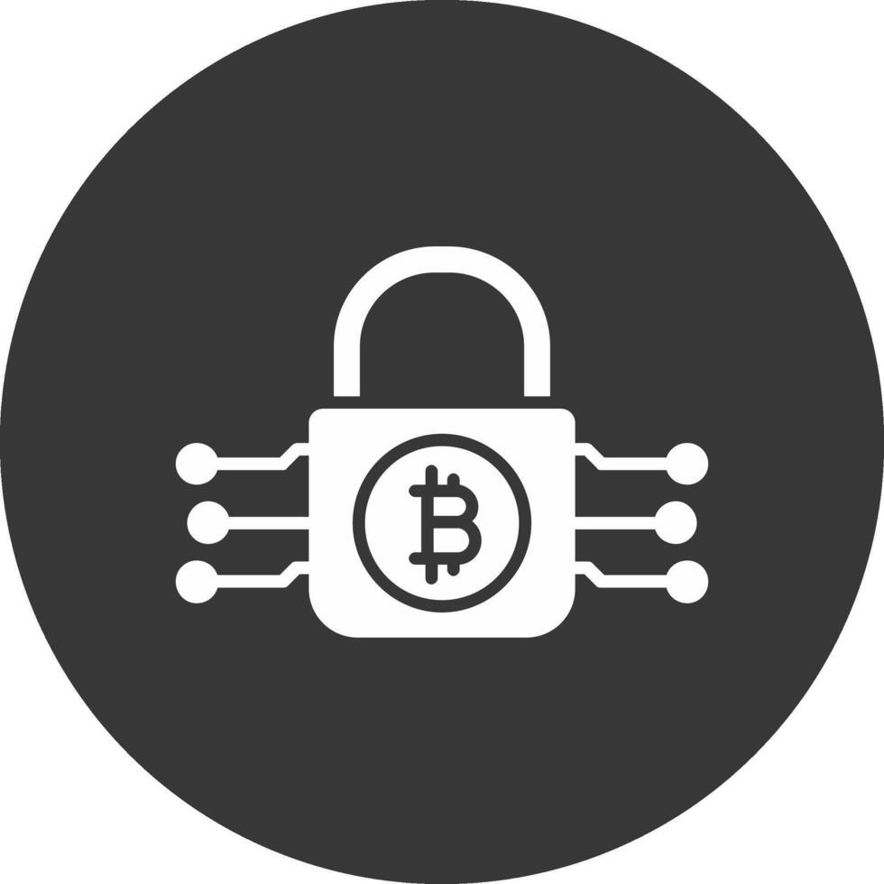 bitcoin encryptie glyph omgekeerd icoon vector