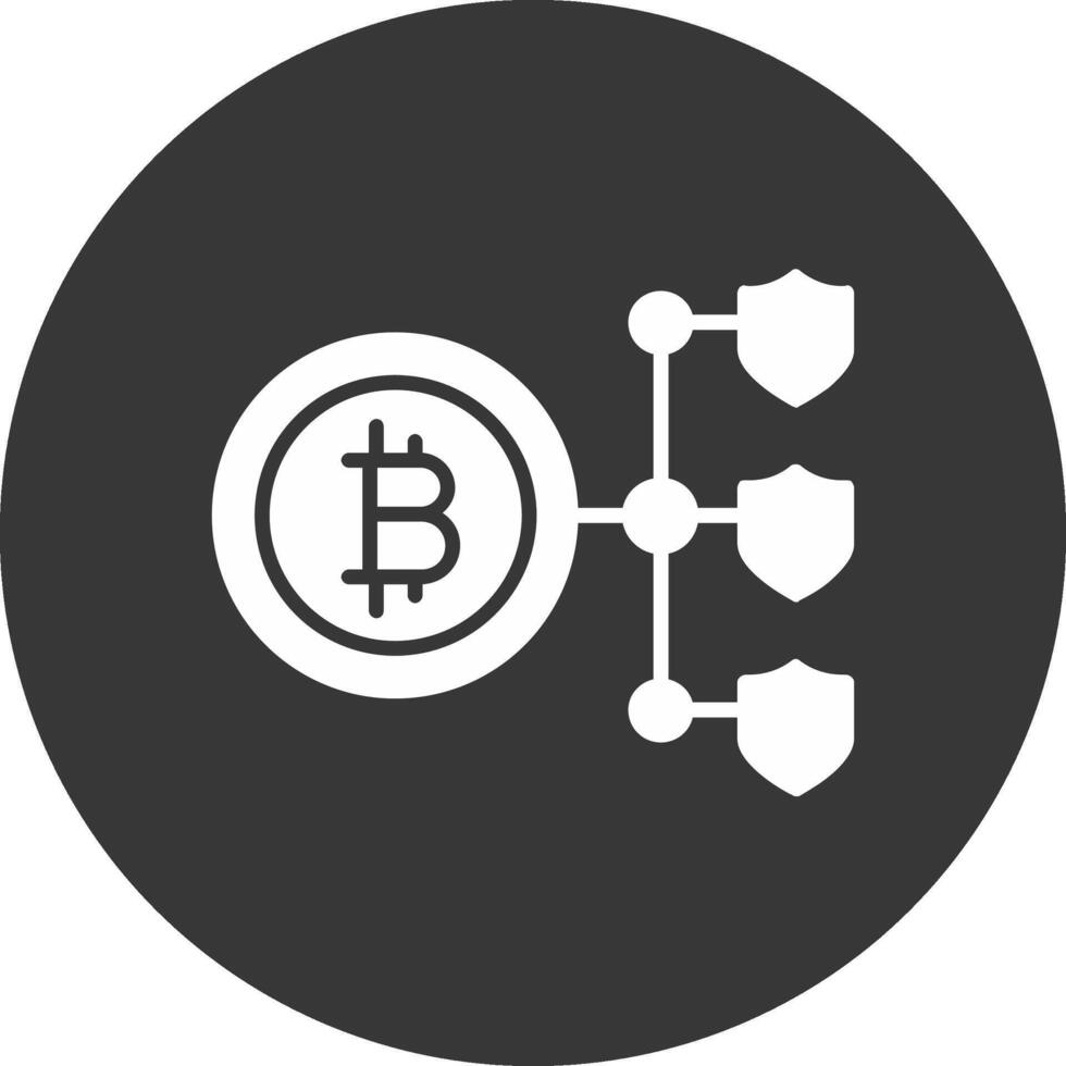 bitcoin blockchain glyph omgekeerd icoon vector
