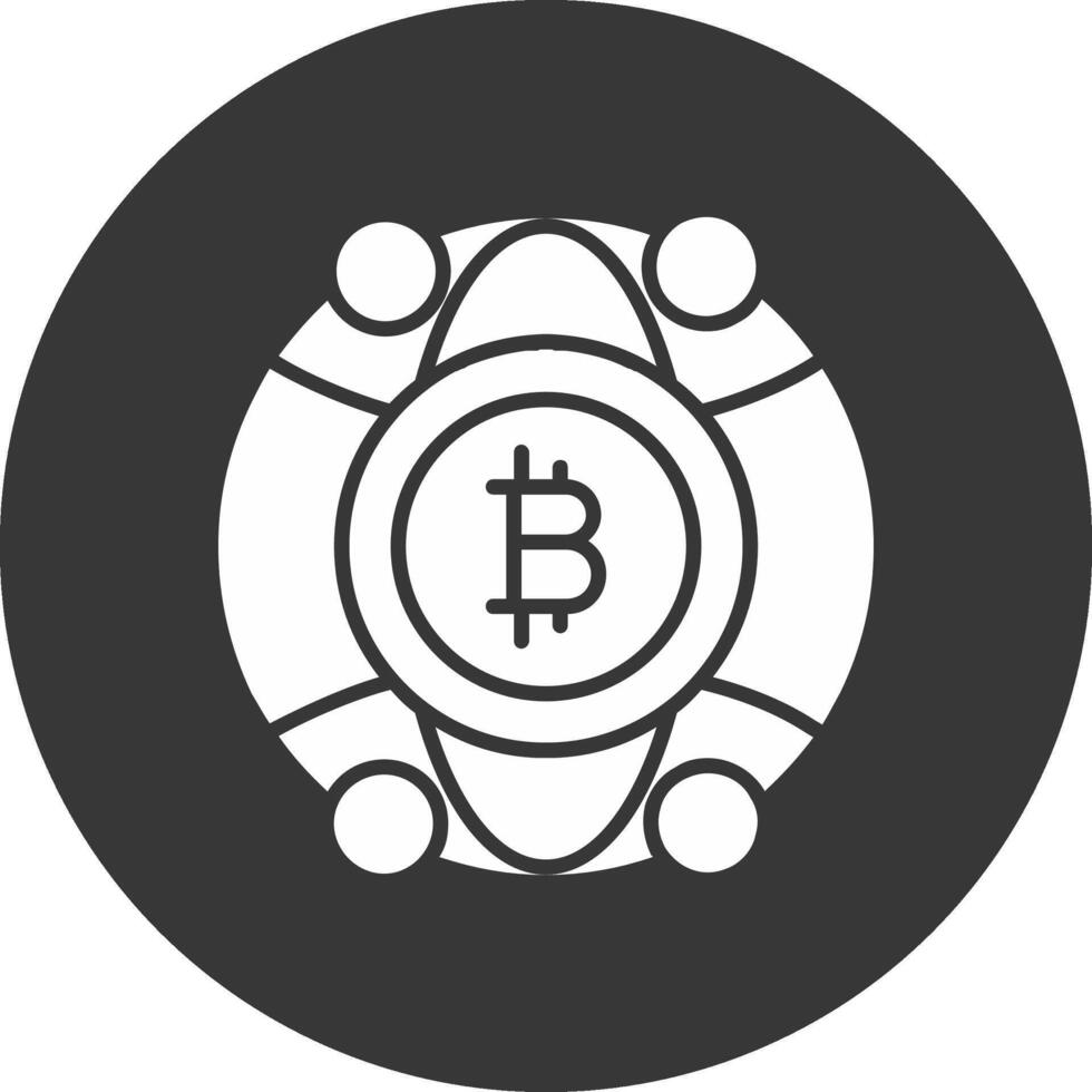 globaal bitcoin glyph omgekeerd icoon vector