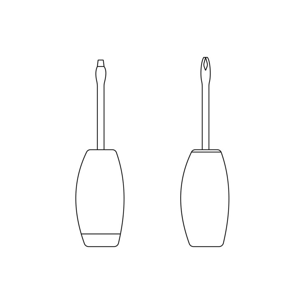 schroevendraaier overzicht icoon, een set van twee tools voor verschillende soorten werk vector