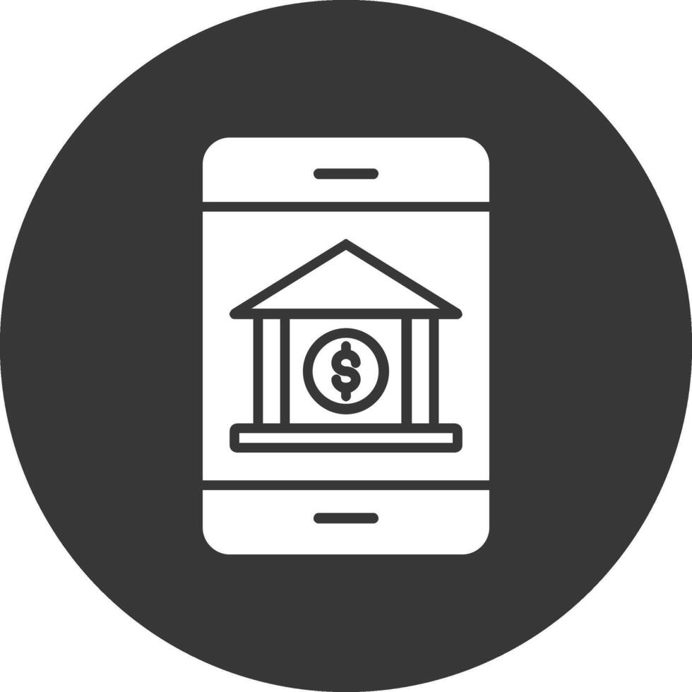 bank app glyph omgekeerd icoon vector