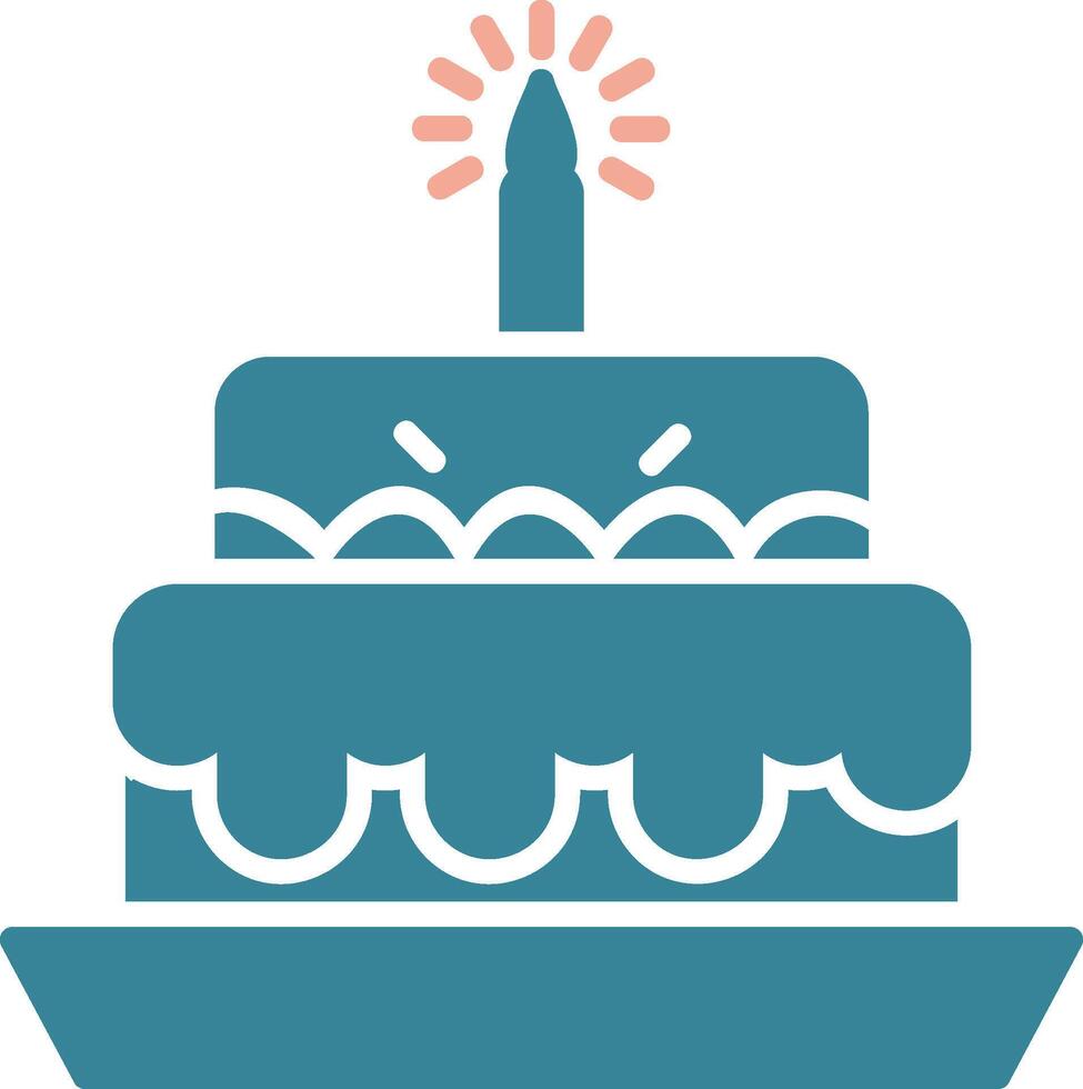 cake glyph twee kleuren icoon vector