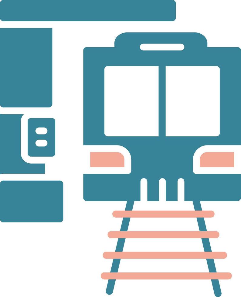 trein station glyph twee kleur icoon vector