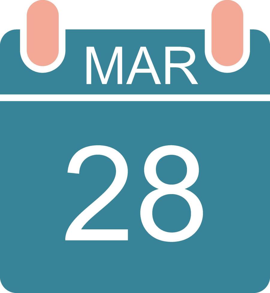 maart glyph twee kleur icoon vector