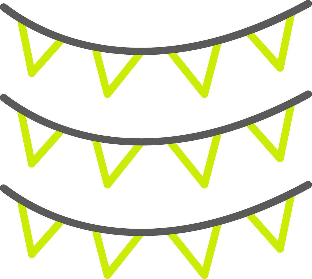 bunting lijn twee kleuren icoon vector