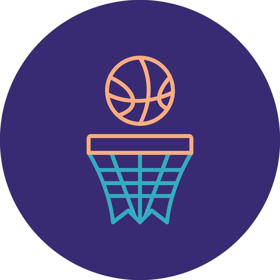 basketbal lijn twee kleur cirkel icoon vector